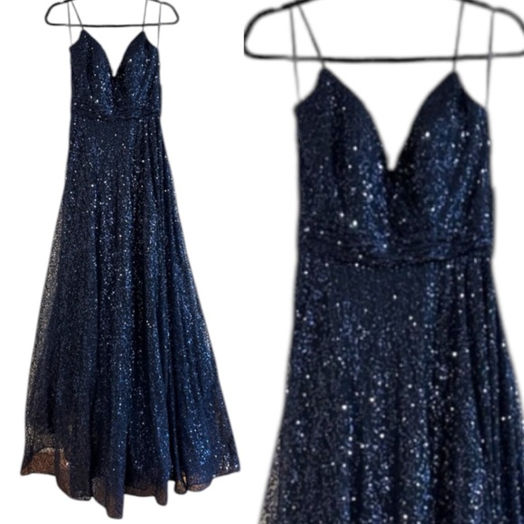 La FemmeSequin Empire Waist Prom Dress with V Back size 0